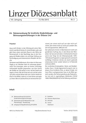 Rahmenordnung für kirchliche Kinderbildungs- und Betreuungseinrichtungen in der Diözese Linz