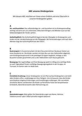 ABC unseres Kindergartens